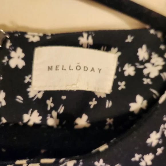 MELLODAY Blouse, Black & White Floral Pattern, Long Sleeve, Size XXL - Picture 12 of 12